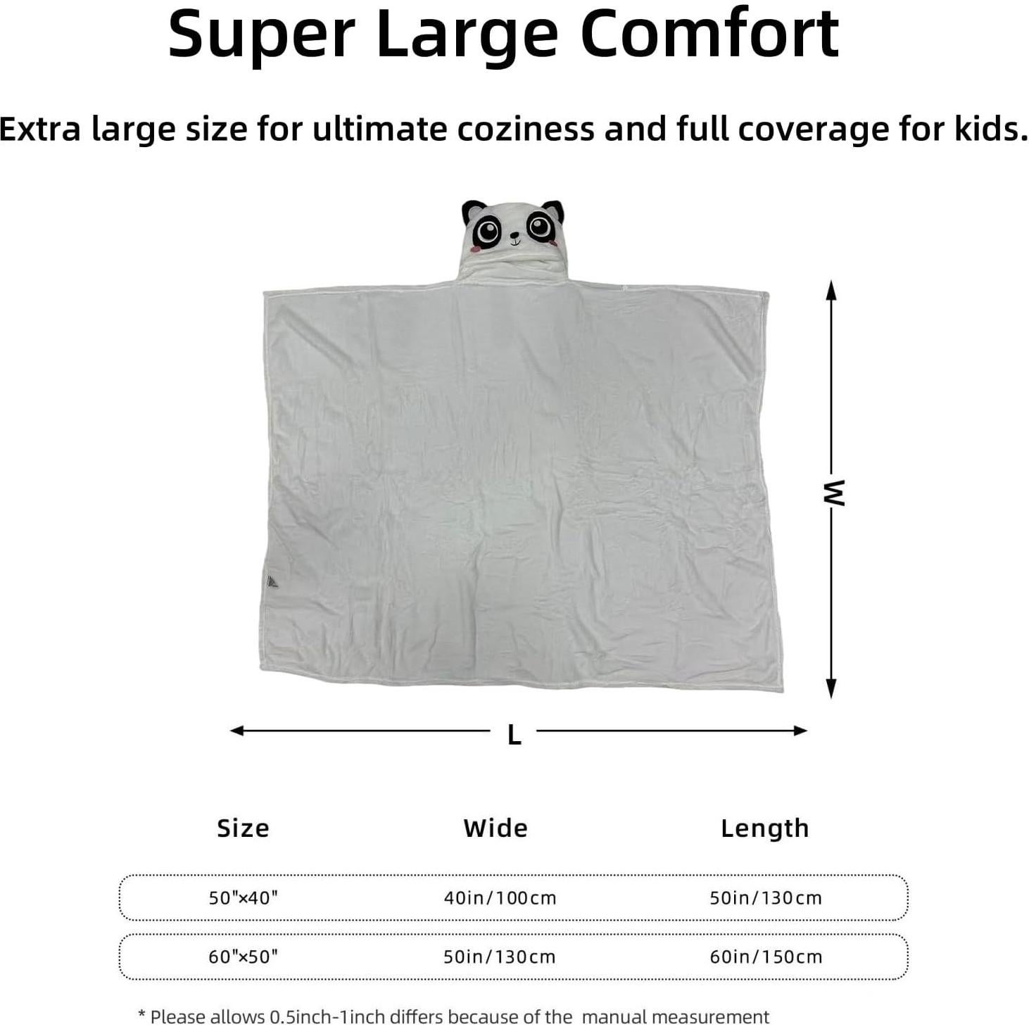 Wearable Blanket Hoodie for Kids Toddlers Hooded Towels Soft Cozy Flannel Wearable Throw Blanket Hoodie for Boys Girls Birthday Gifts (Bear 50 * 40)