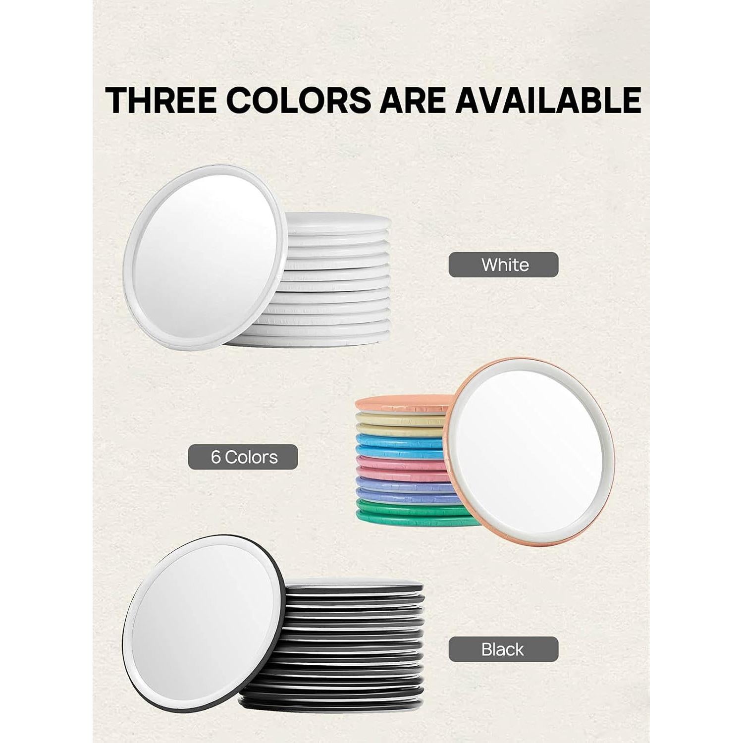 Espejo Compacto Redondo Getinbulk 6 Colores 12 Piezas 6.35 cm