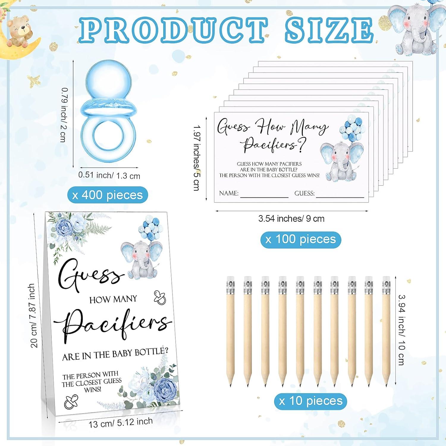 Juego de Baby Shower Roowest Adivina Cuántos Chupetes Azul