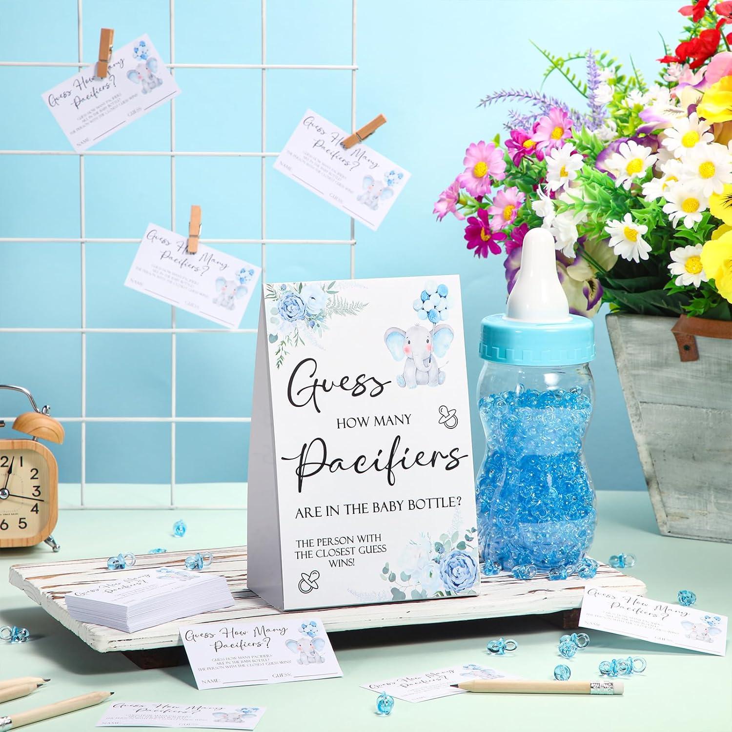 Juego de Baby Shower Roowest Adivina Cuántos Chupetes Azul