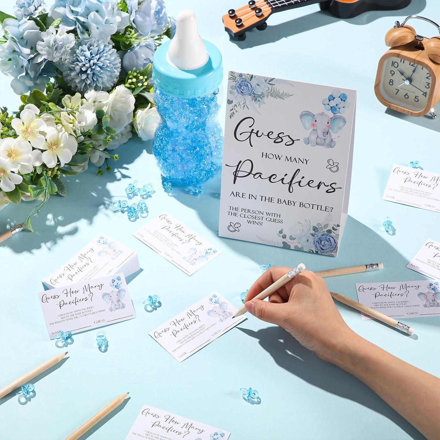 Juego de Baby Shower Roowest Adivina Cuántos Chupetes Azul