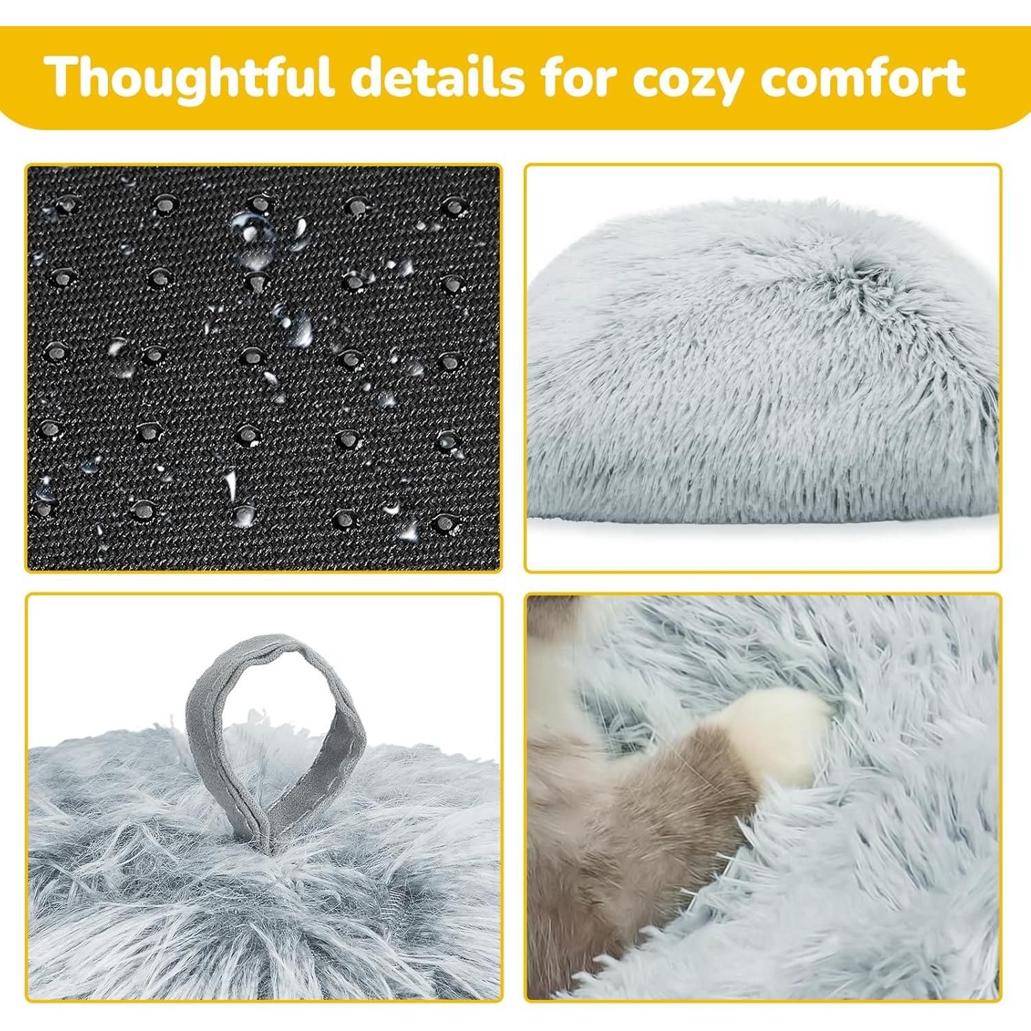 Cama para Gatos CATISM 2 en 1 Suave y Antideslizante Gris