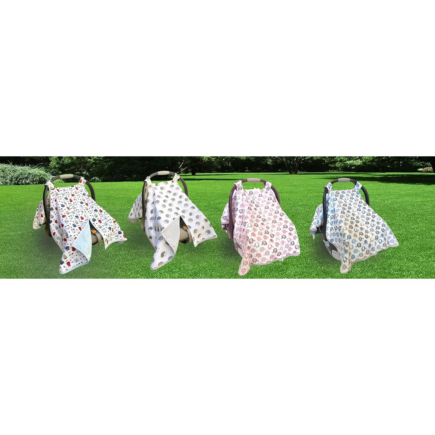 Funda para Asiento de Auto Bebé 100% Algodón MELKESDE Gris Azul