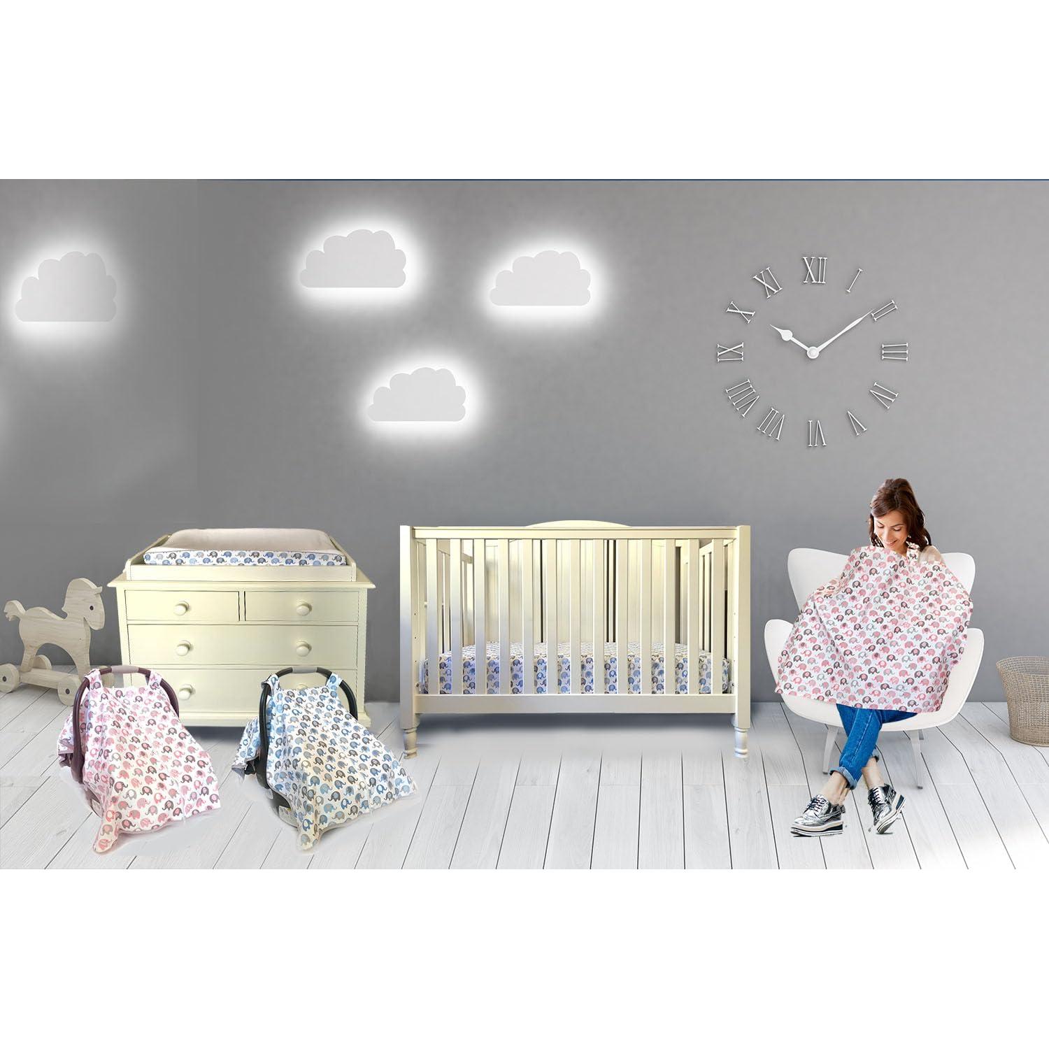 Funda para Asiento de Auto Bebé 100% Algodón MELKESDE Gris Azul