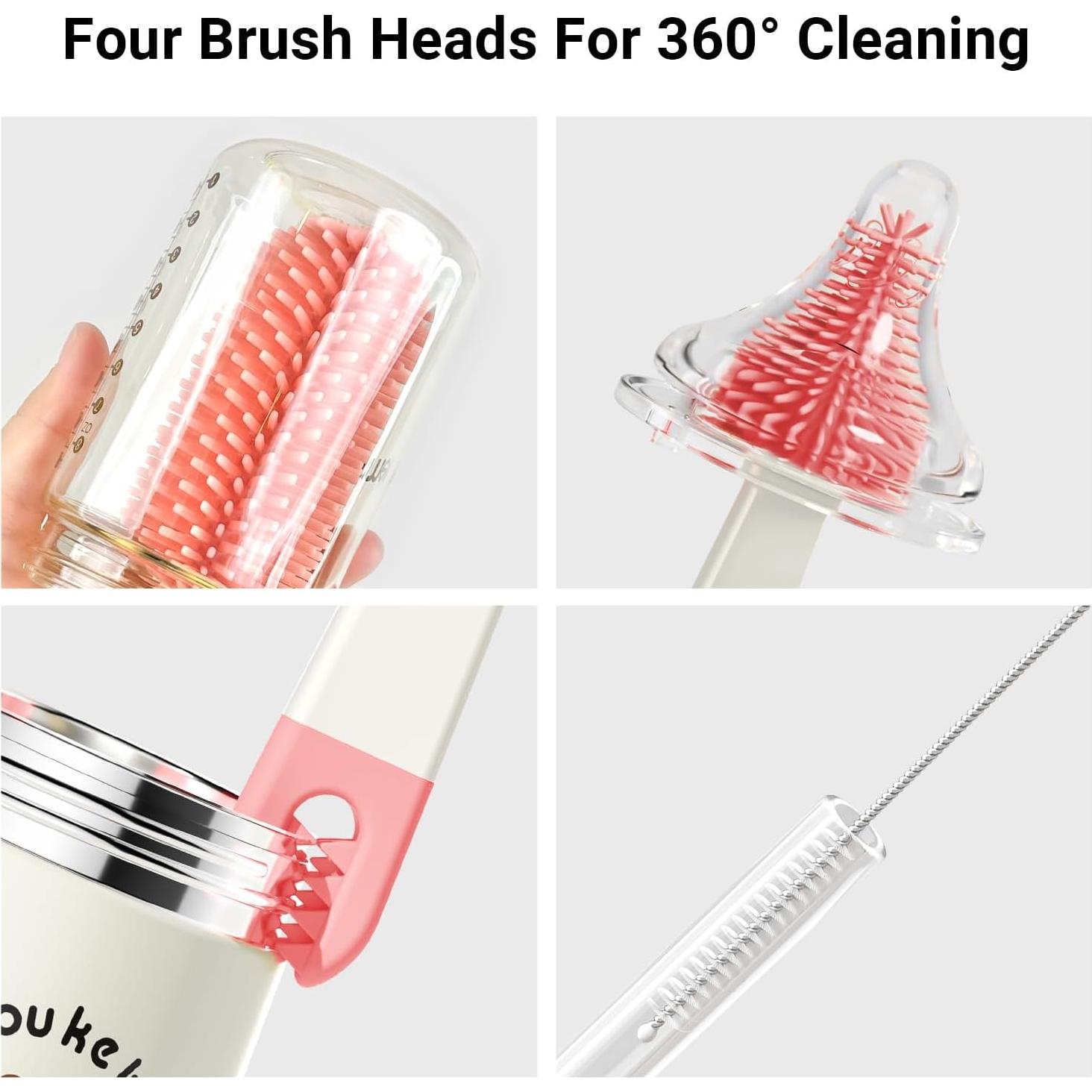 Set de Cepillos Limpiadores de Biberones 7 en 1 AYNMER - Rosa Coral