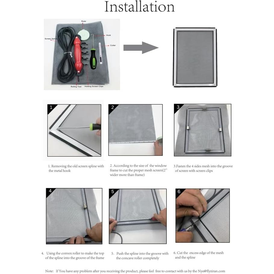 Kit de Reparación de Pantalla de Ventana FLYZZZ 48x300cm Gris