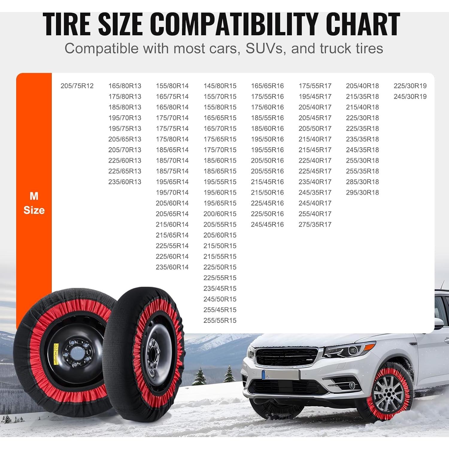 Calcetines de Nieve VEVOR para Neumáticos - Mediano, Paquete de 2