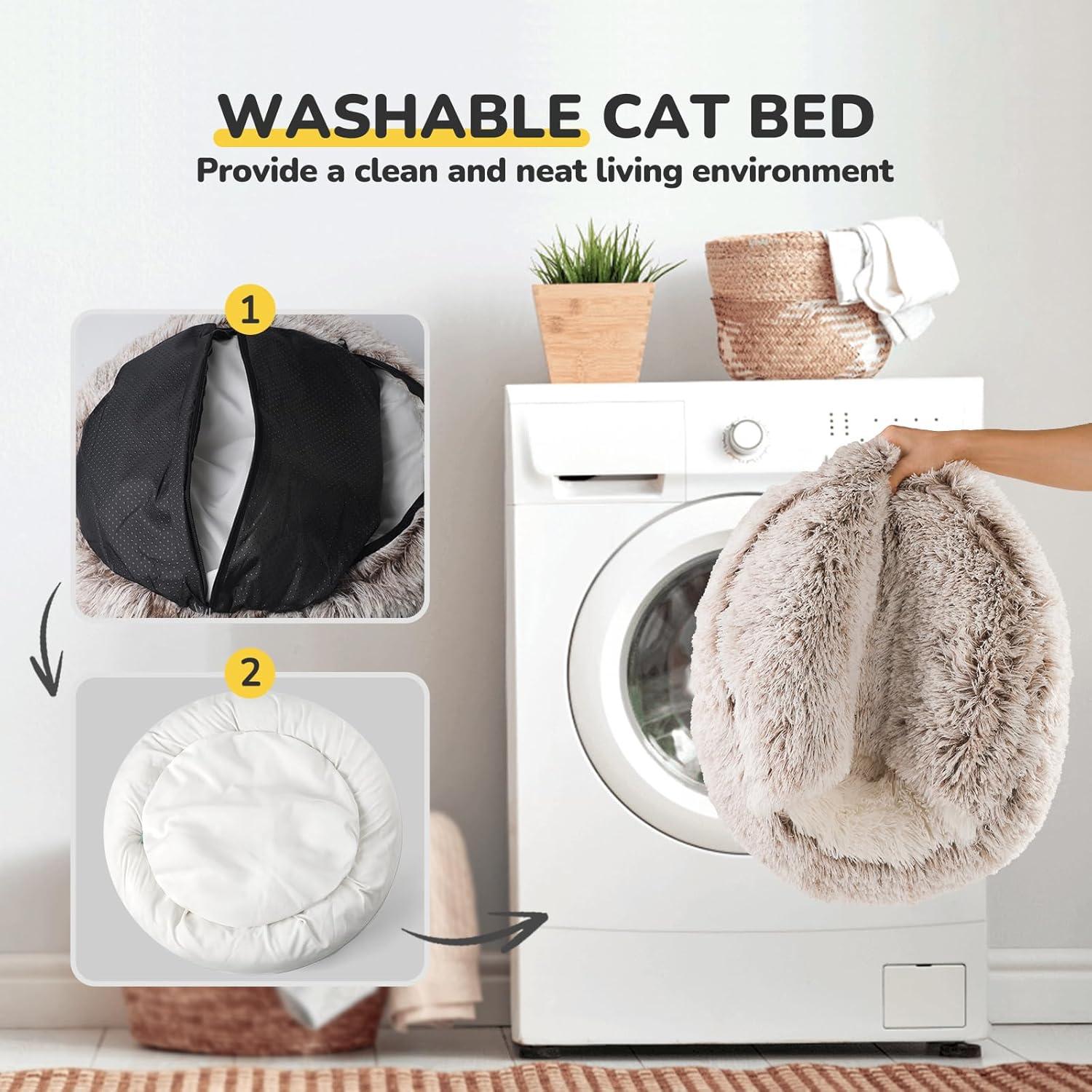 Cama para Gatos CATISM con Capucha, Nido Calmante 53cm