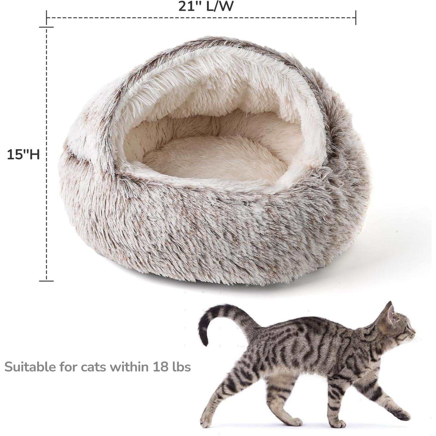 Cama para Gatos CATISM con Capucha, Nido Calmante 53cm