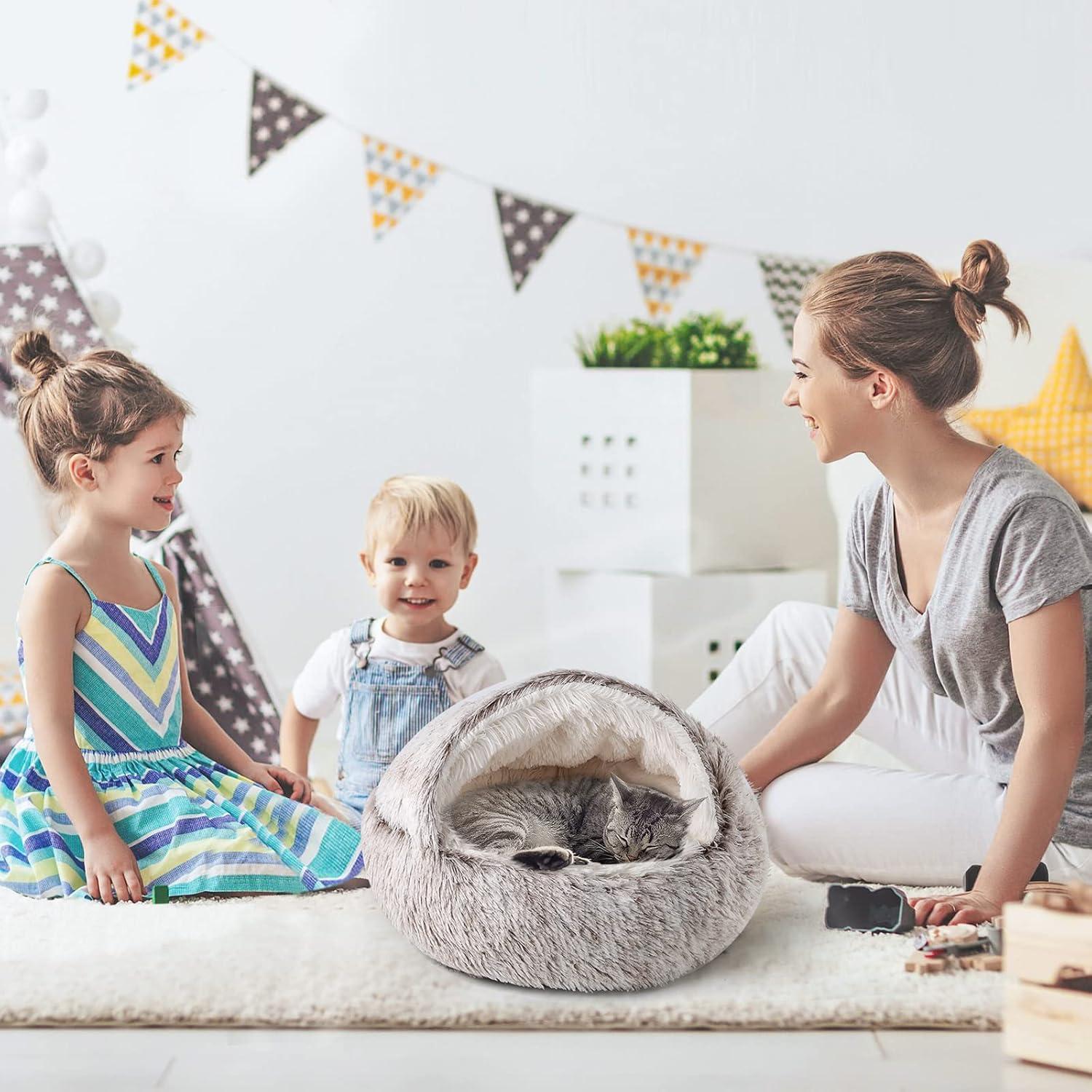 Cama para Gatos CATISM con Capucha, Nido Calmante 53cm