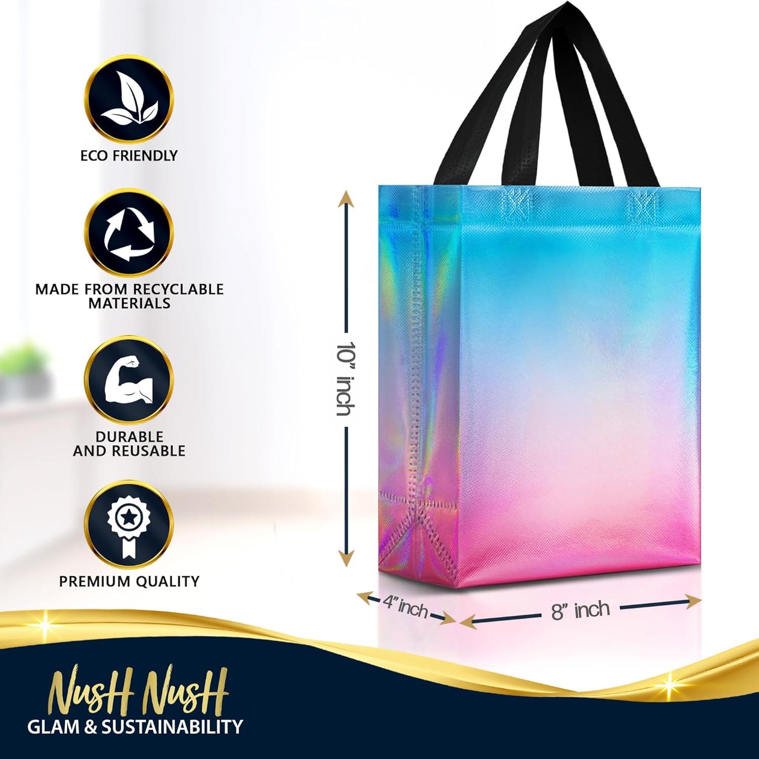 Bolsas de Regalo Reutilizables Nush Nush Gradiente Aqua-Rosa - Set 12