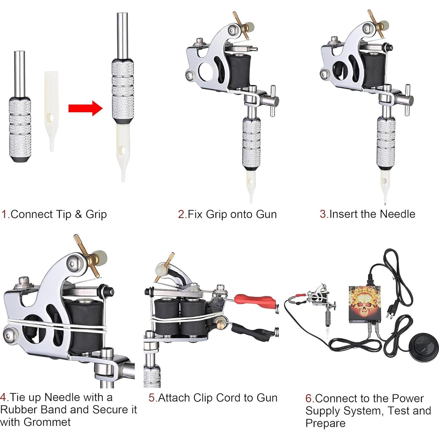 Kit Completo de Tatuaje AW - 2 Máquinas, 4 Tintas, 5 Agujas
