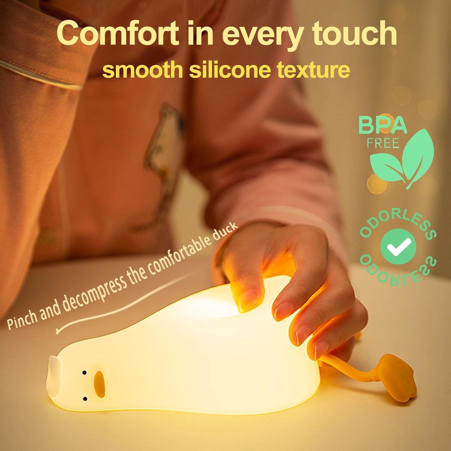 Lámpara Nocturna Pato Aplastable Kibbidea Silicona Recargable