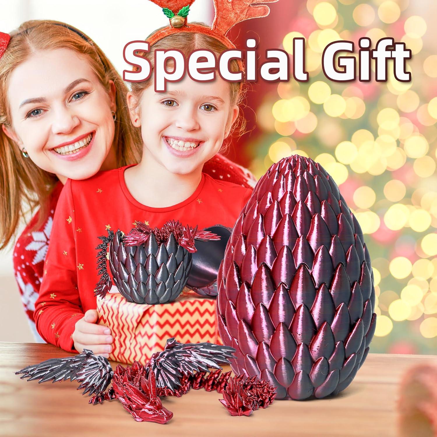 Huevo de Dragón Volador 3D Flavery - Mezcla Negra y Roja - 23 cm