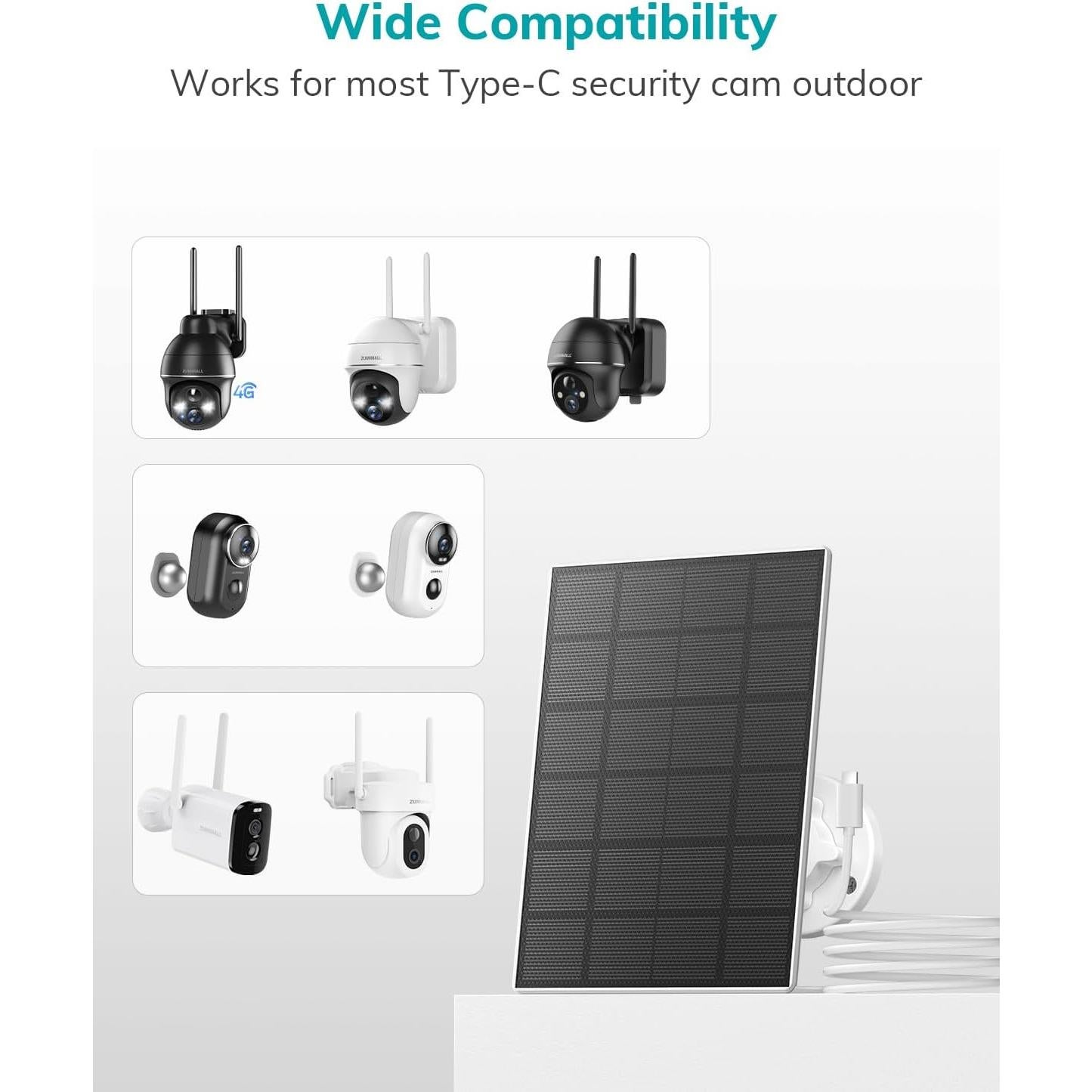 Panel Solar ZUMIMALL 3W para Cámara de Seguridad Inalámbrica