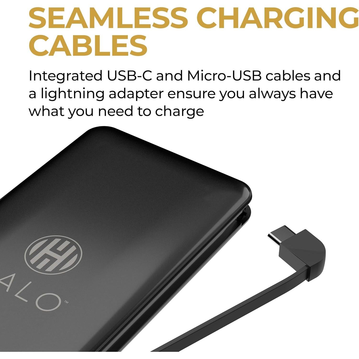 Batería Externa HALO 10,000 mAh con Carga Rápida - Negro