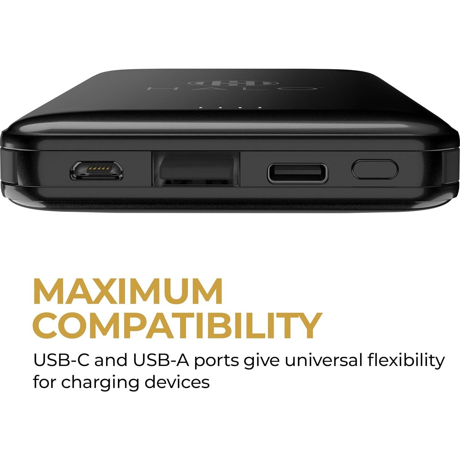 Batería Externa HALO 10,000 mAh con Carga Rápida - Negro