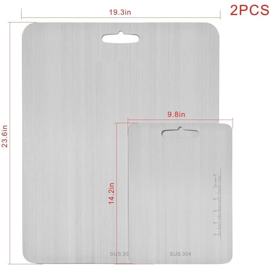 Tabla de Cortar Extra Grande Atmama Acero Inoxidable 304 2 Piezas