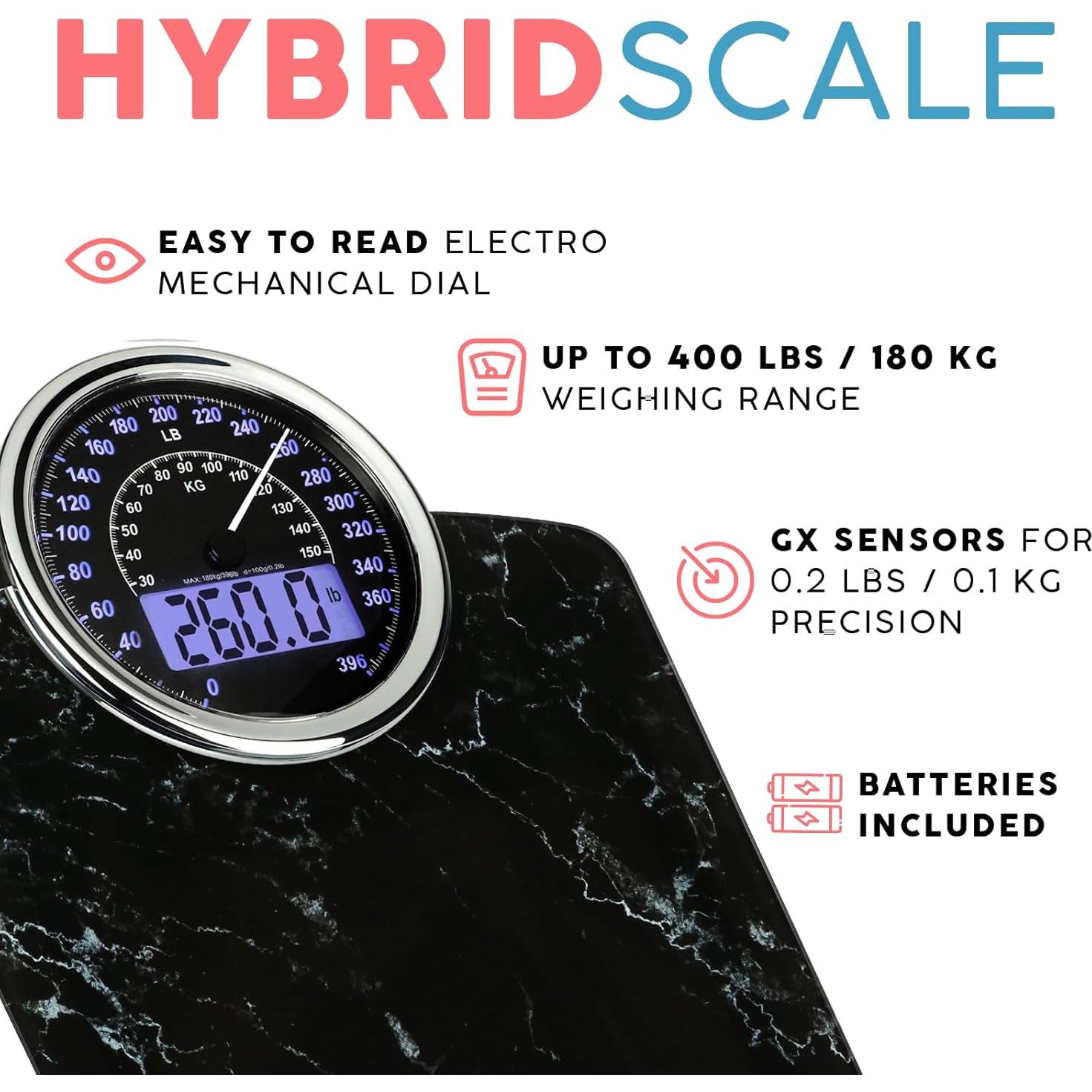 Báscula Híbrida Adamson Digital y Analógica 180 kg Vidrio Templado