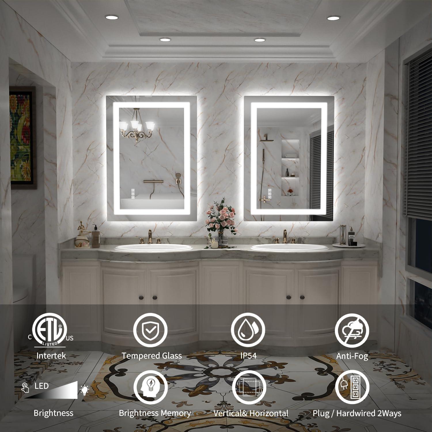 Espejo LED SHUAFA 61x91 cm Retroiluminado y Anti-vaho