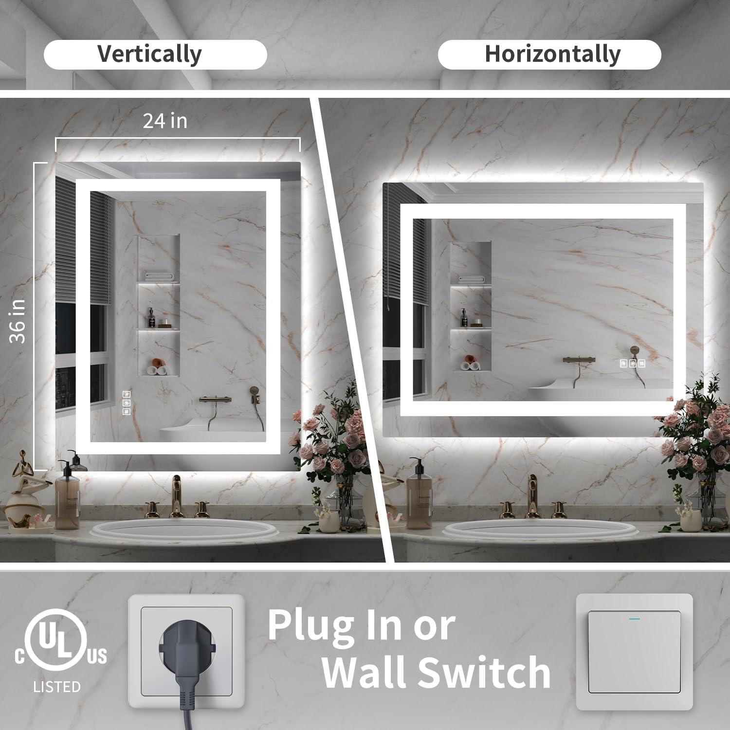 Espejo LED SHUAFA 61x91 cm Retroiluminado y Anti-vaho