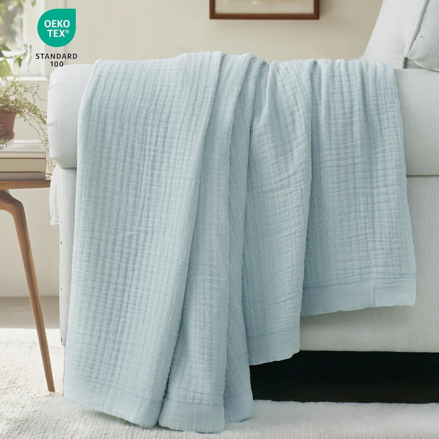 Manta de Muselina de Algodón DELIGHT HOME 127x152 cm Azul