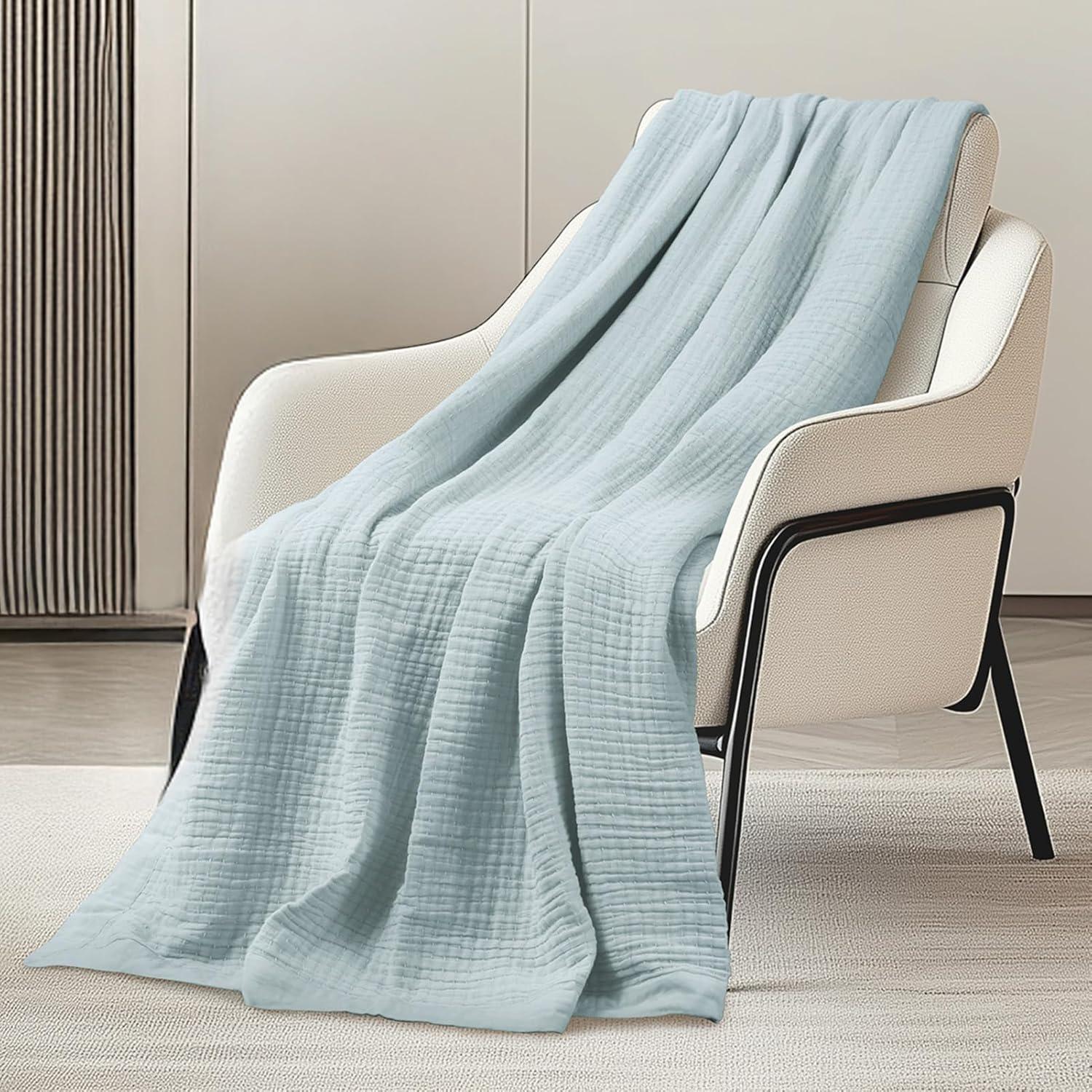 Manta de Muselina de Algodón DELIGHT HOME 127x152 cm Azul