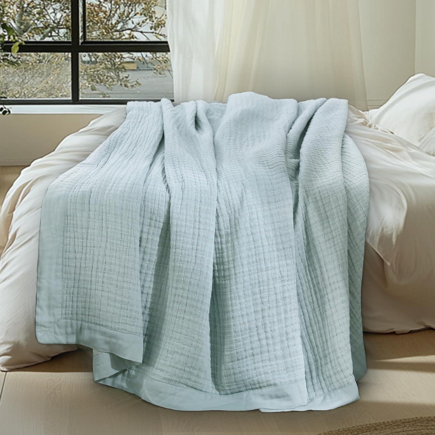 Manta de Muselina de Algodón DELIGHT HOME 127x152 cm Azul