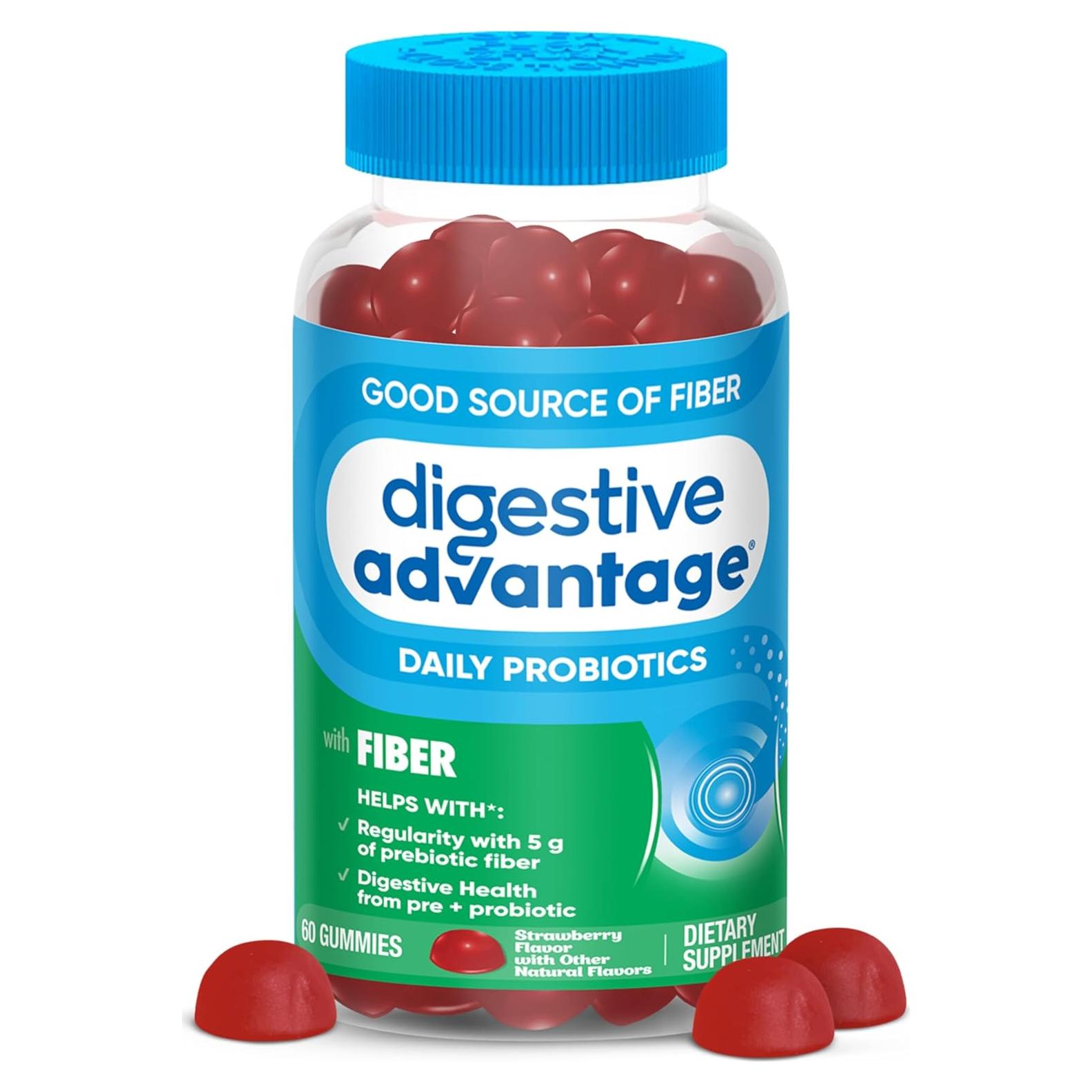 Gomitas Digestive Advantage Fresa 60ct - 5g Fibra + 1M CFU