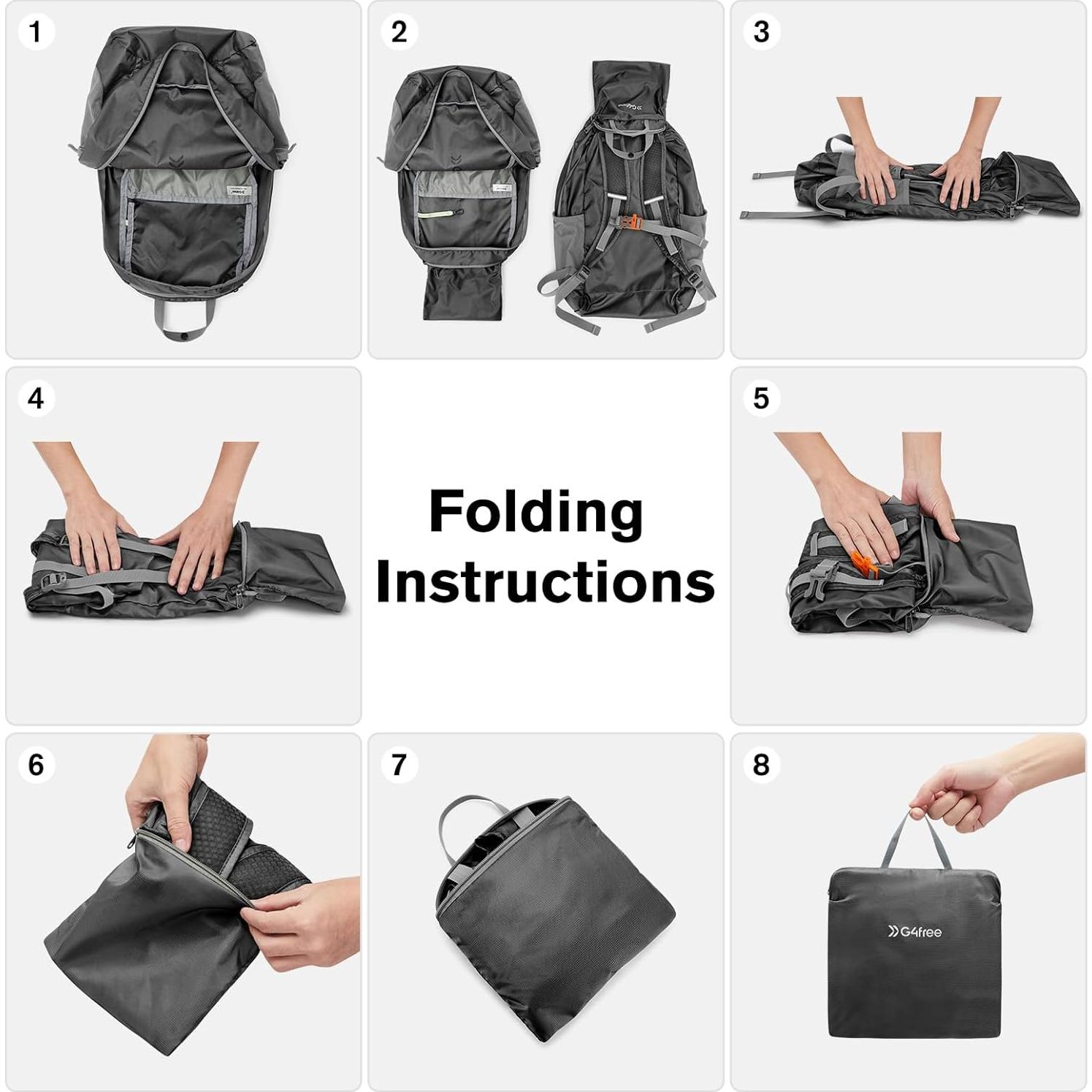 Mochila de Senderismo Plegable G4Free 25L Resistente al Agua