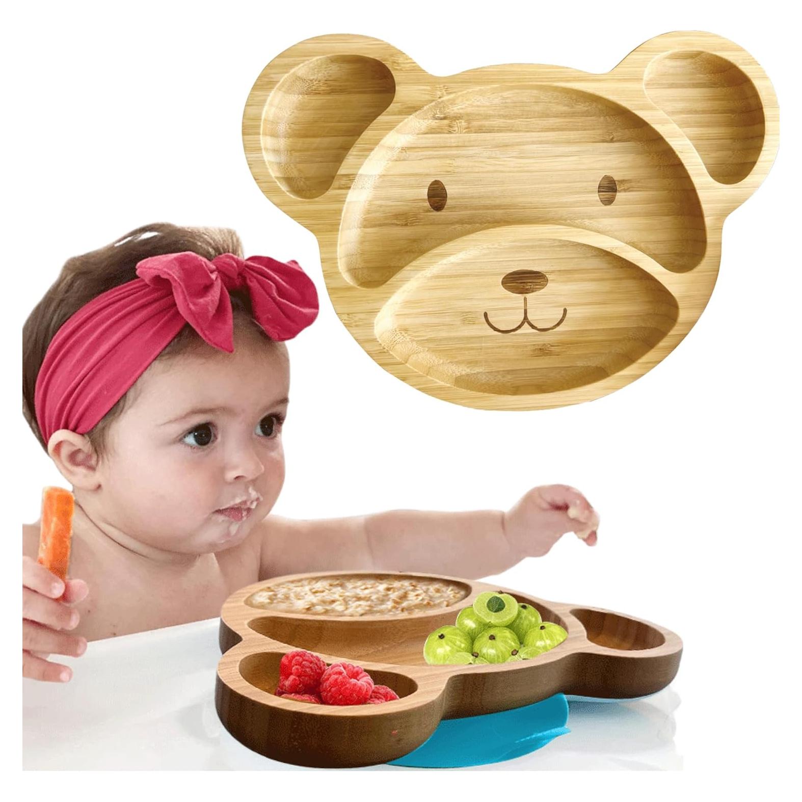 Plato de Bambú para Bebés Esenciales de Linda - Oso Azul 23.1x18cm