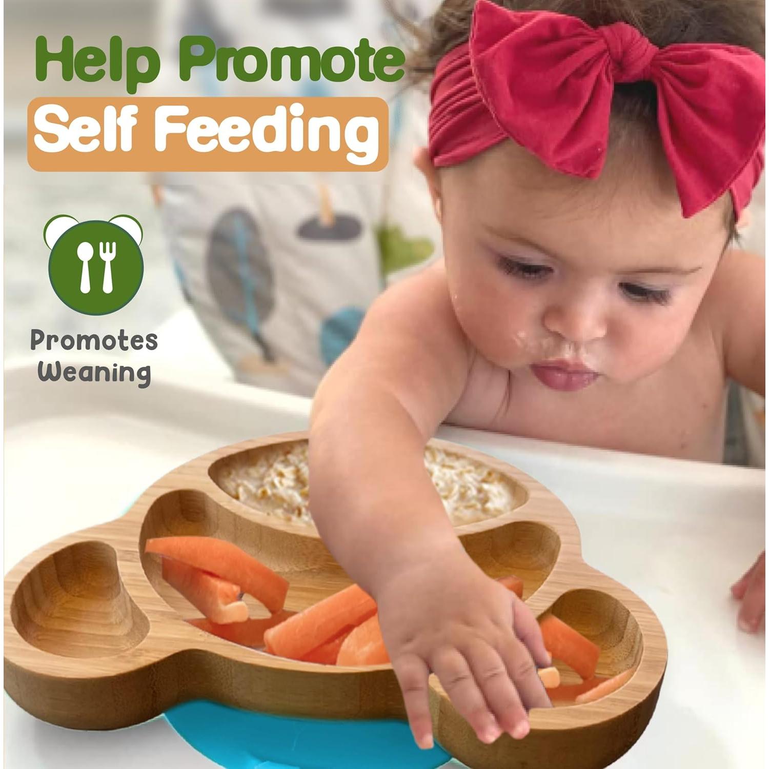 Plato de Bambú para Bebés Esenciales de Linda - Oso Azul 23.1x18cm