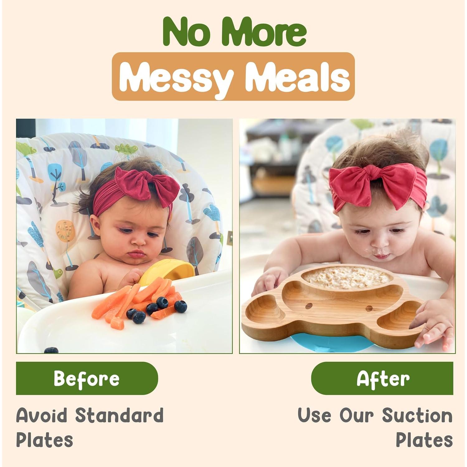 Plato de Bambú para Bebés Esenciales de Linda - Oso Azul 23.1x18cm