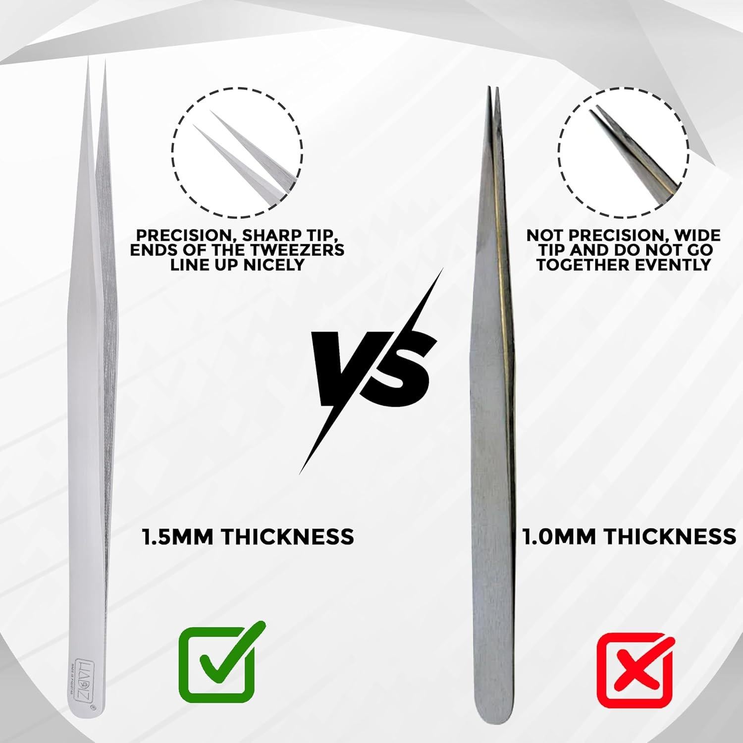 Pinzas de Precisión HADIZ de Acero Inoxidable - 2 Piezas