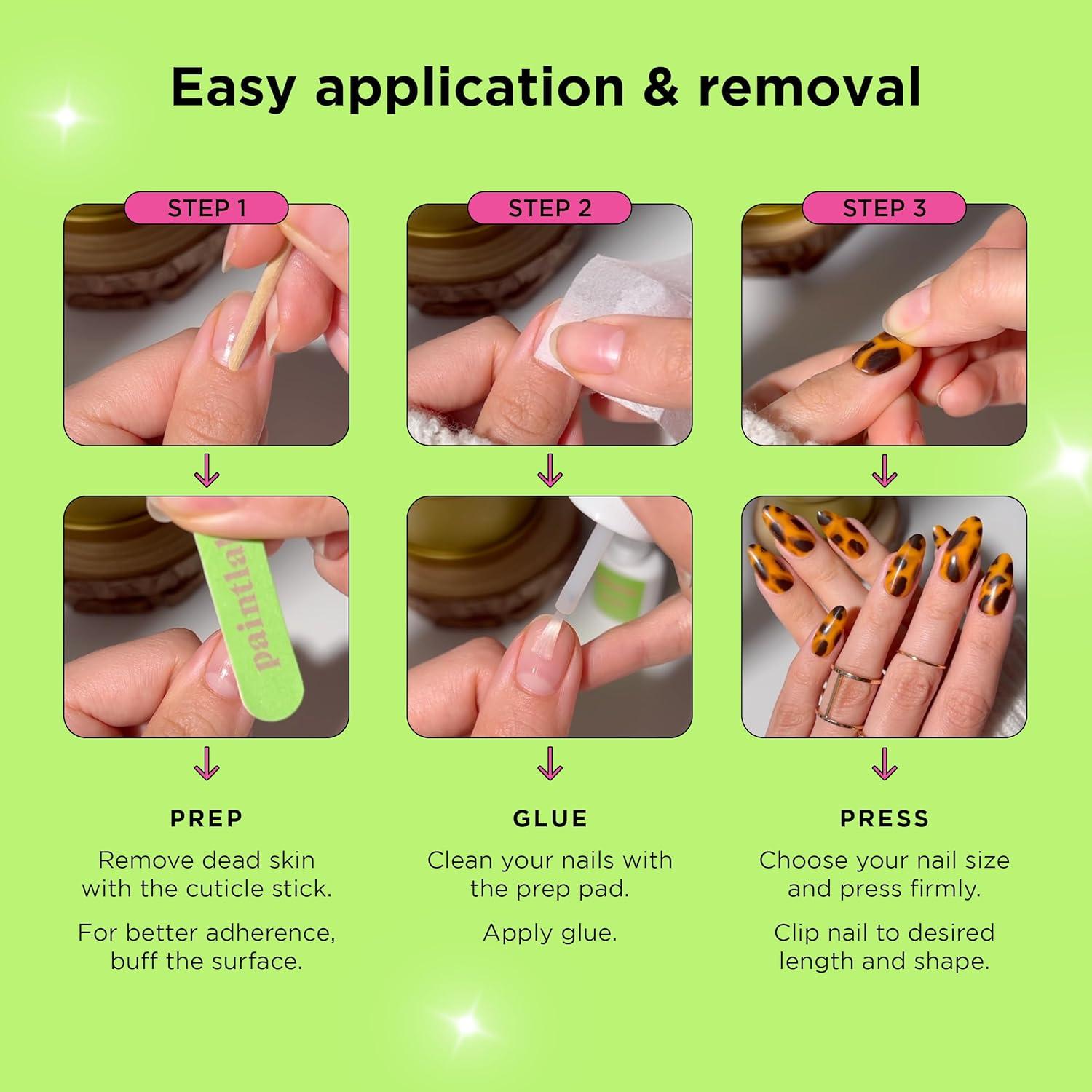 Kit de Manicura Uñas Postizas PaintLab Cherry Bomb 24 Piezas