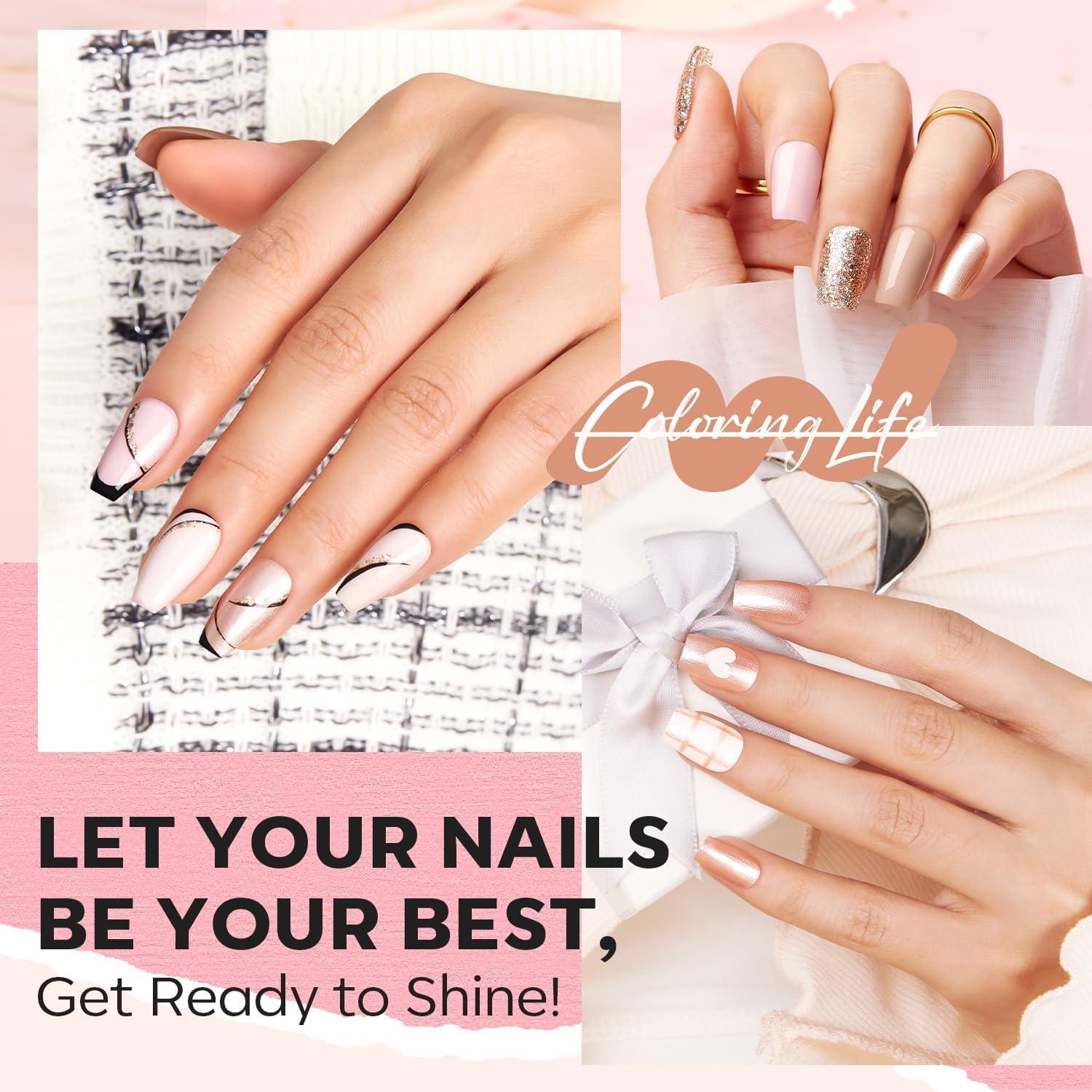 modelones Nude Nail Polish Set 6 Colors, Pink Glitter Quick Dry Mini Nail Lacquer Kit DIY Nail Art Manicure Gift for Women Girls