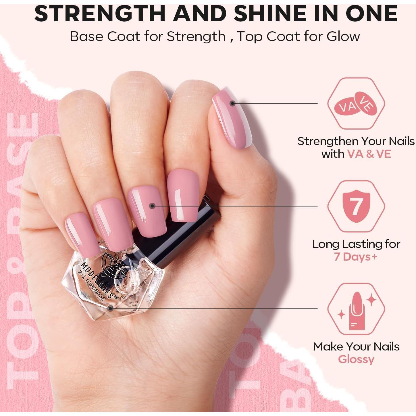 modelones Nude Nail Polish Set 6 Colors, Pink Glitter Quick Dry Mini Nail Lacquer Kit DIY Nail Art Manicure Gift for Women Girls