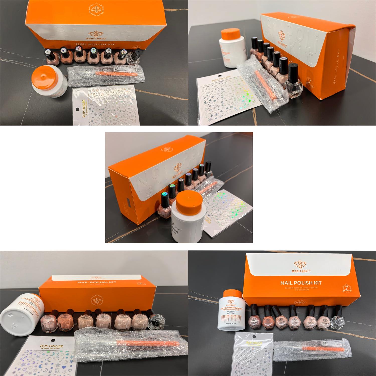 modelones Nude Nail Polish Set 6 Colors, Pink Glitter Quick Dry Mini Nail Lacquer Kit DIY Nail Art Manicure Gift for Women Girls