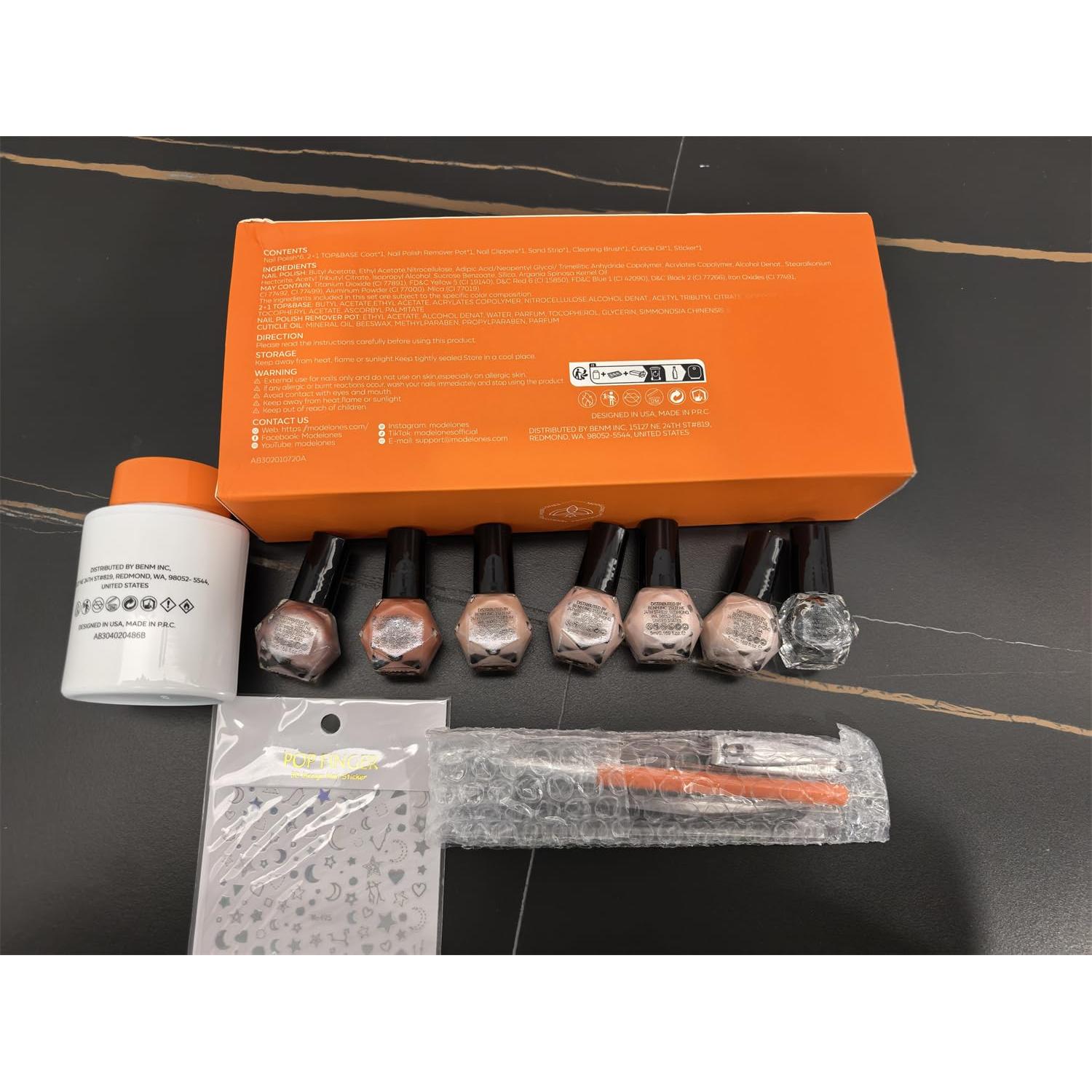 modelones Nude Nail Polish Set 6 Colors, Pink Glitter Quick Dry Mini Nail Lacquer Kit DIY Nail Art Manicure Gift for Women Girls