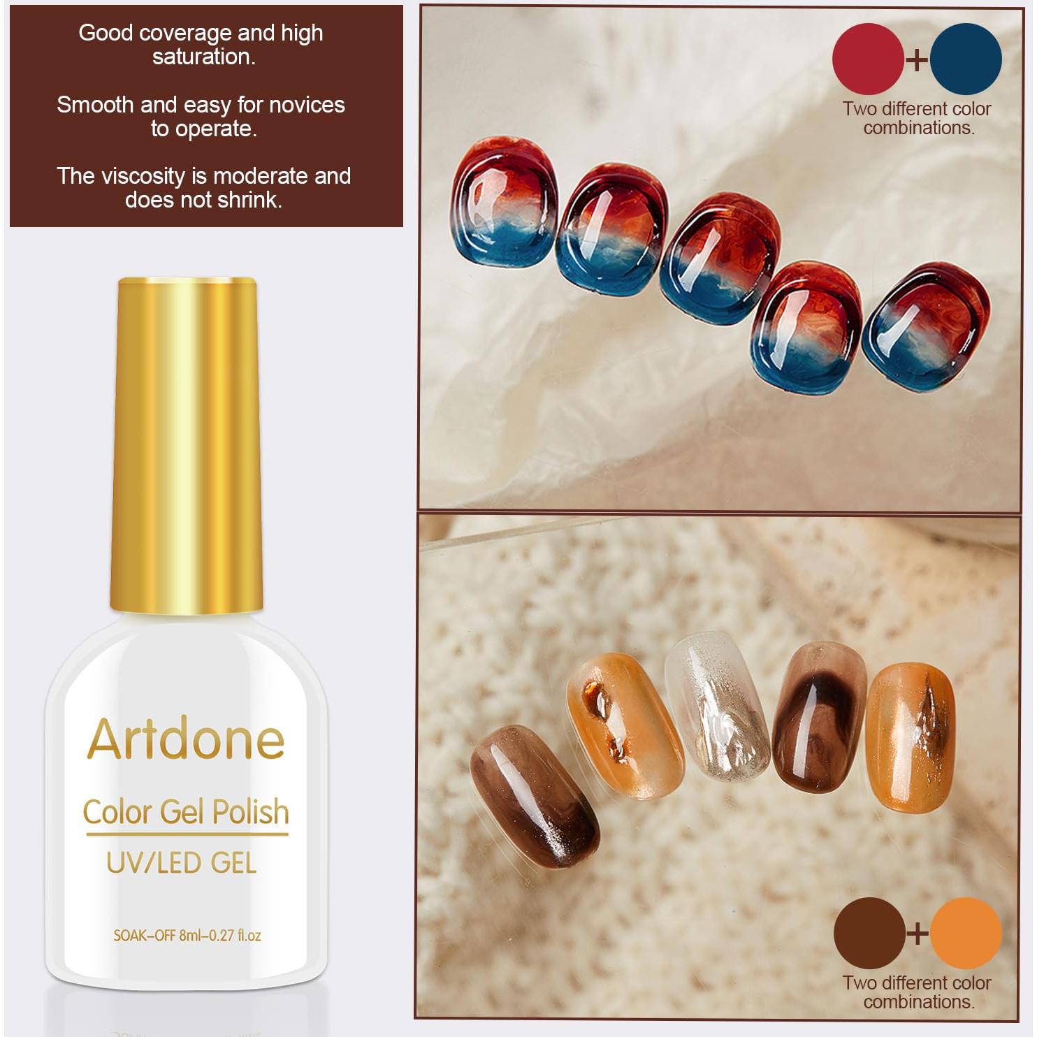 Kit de Esmalte de Uñas Gel Transparente Artdone 6 Colores