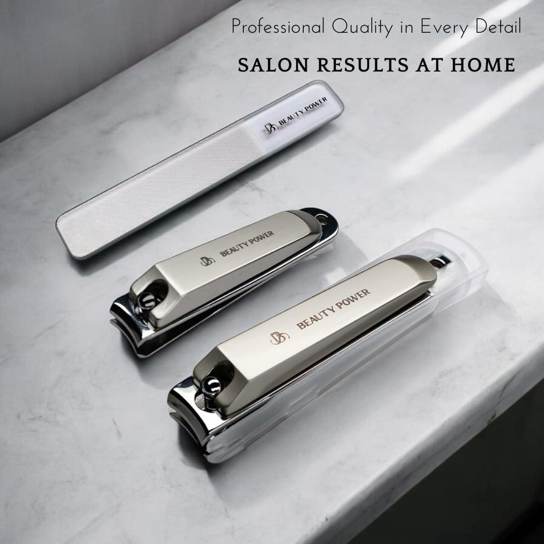 Juego de Cortauñas 3 en 1 Beauty Power - Acero Inoxidable, Estuche Negro