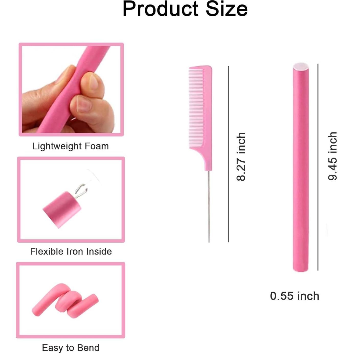 Varillas de Rizado Flexibles Beacharm 30 Piezas Rosa 24 cm