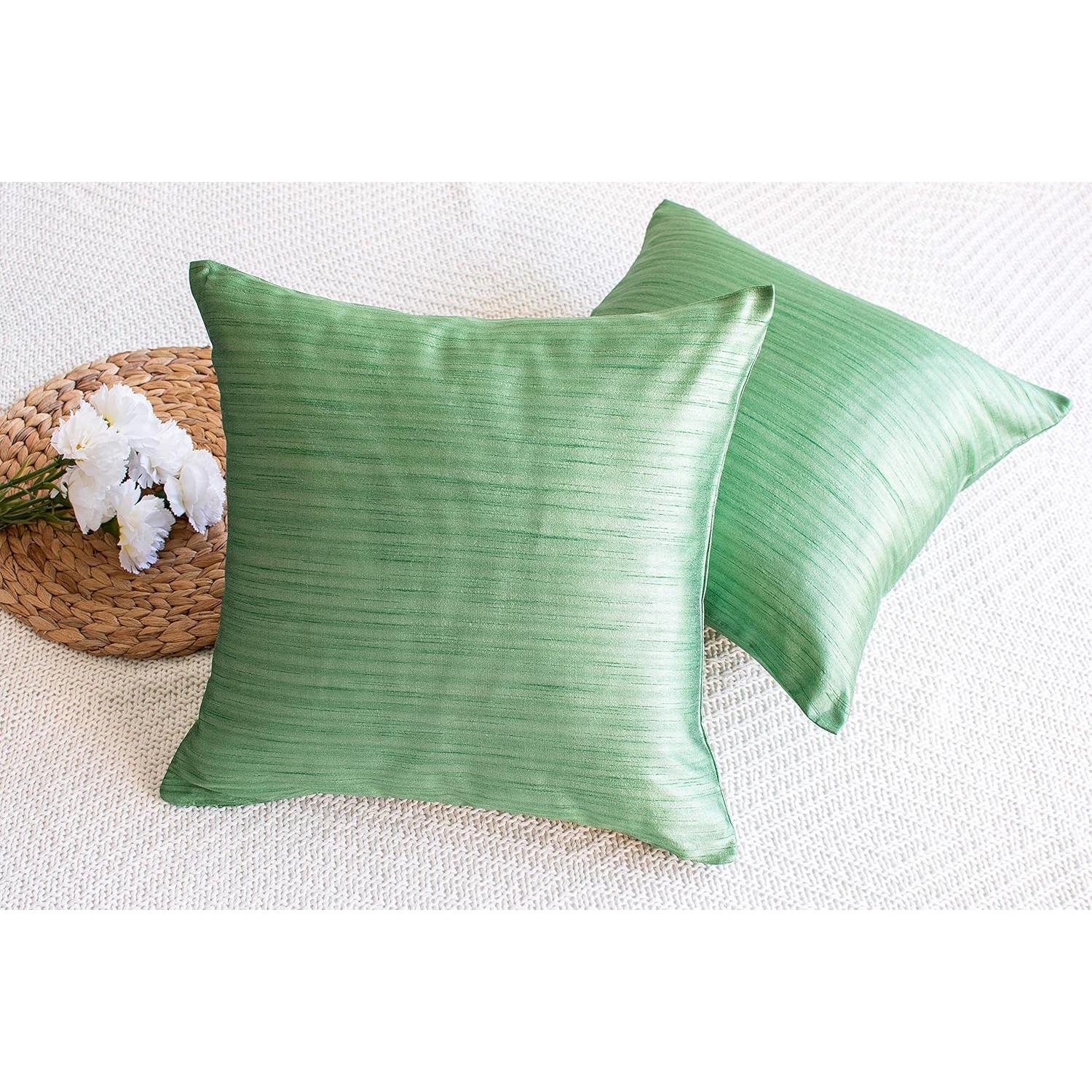 Fundas de Cojín Verde Claro Las Pétalos Blancos 30x30 cm Paquete 2