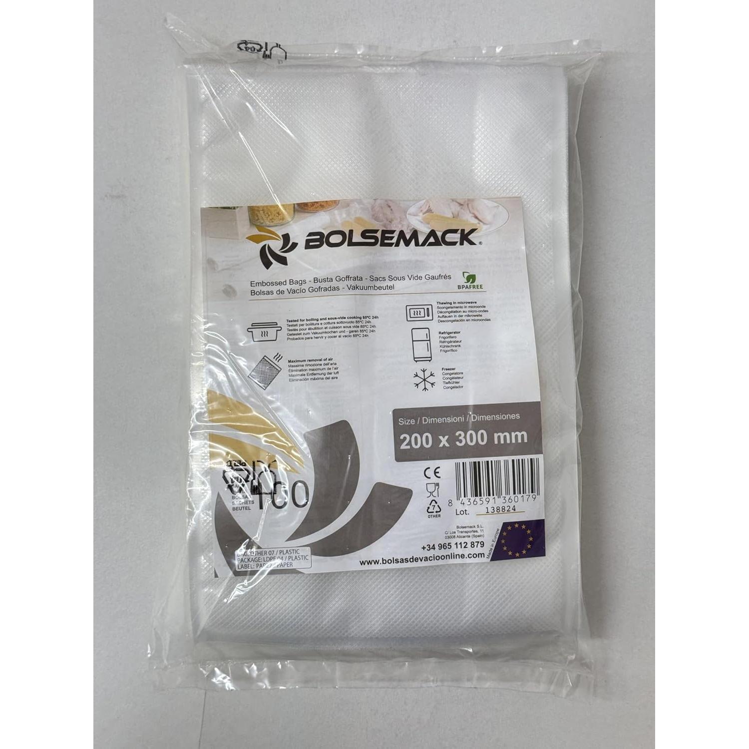 Bolsas de Sellado al Vacío 20x30 cm Bolsemack - 100 Piezas