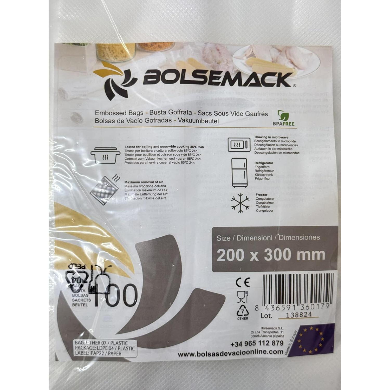 Bolsas de Sellado al Vacío 20x30 cm Bolsemack - 100 Piezas