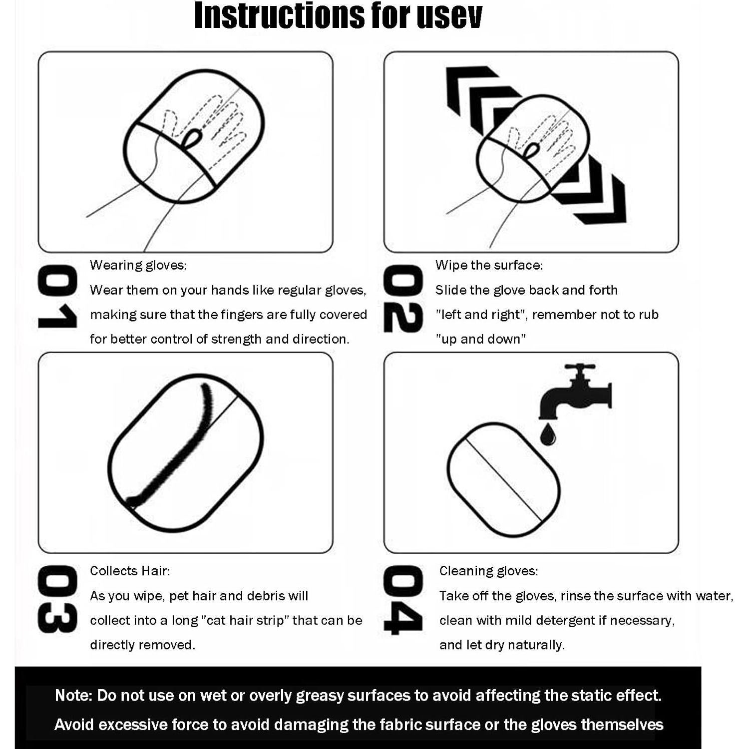 Guantes de Aseo Electroestáticos CZMYCBG para Mascotas - Negro