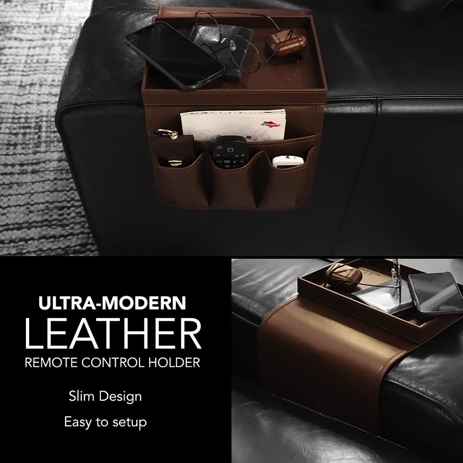 Organizador de Control Remoto U NEATOPA con Bandeja Snack Marrón