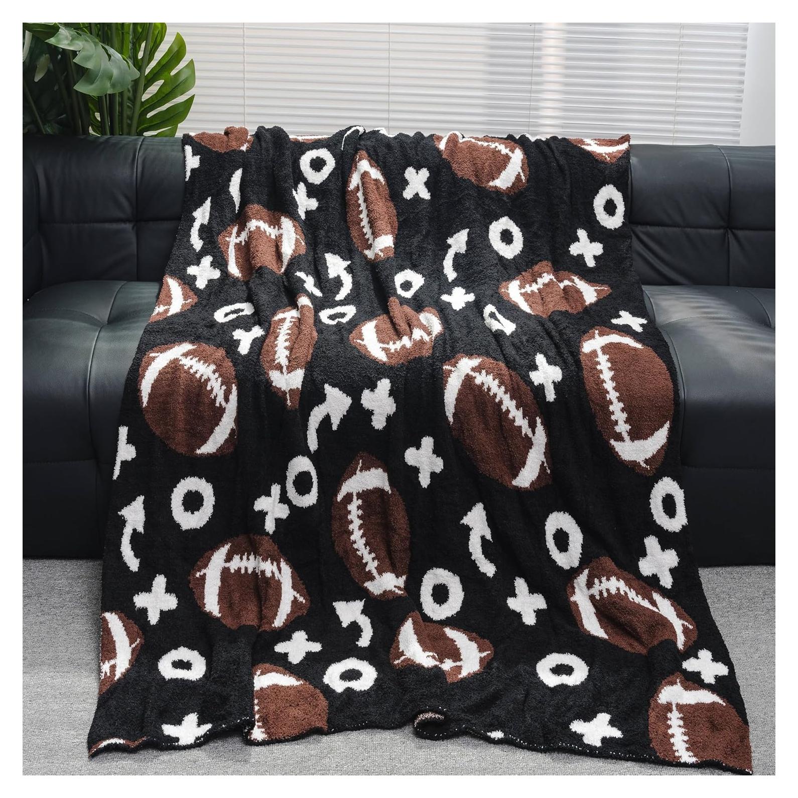 Manta de Fútbol Reversible XING7DAY 130x160 cm Negra Marrón