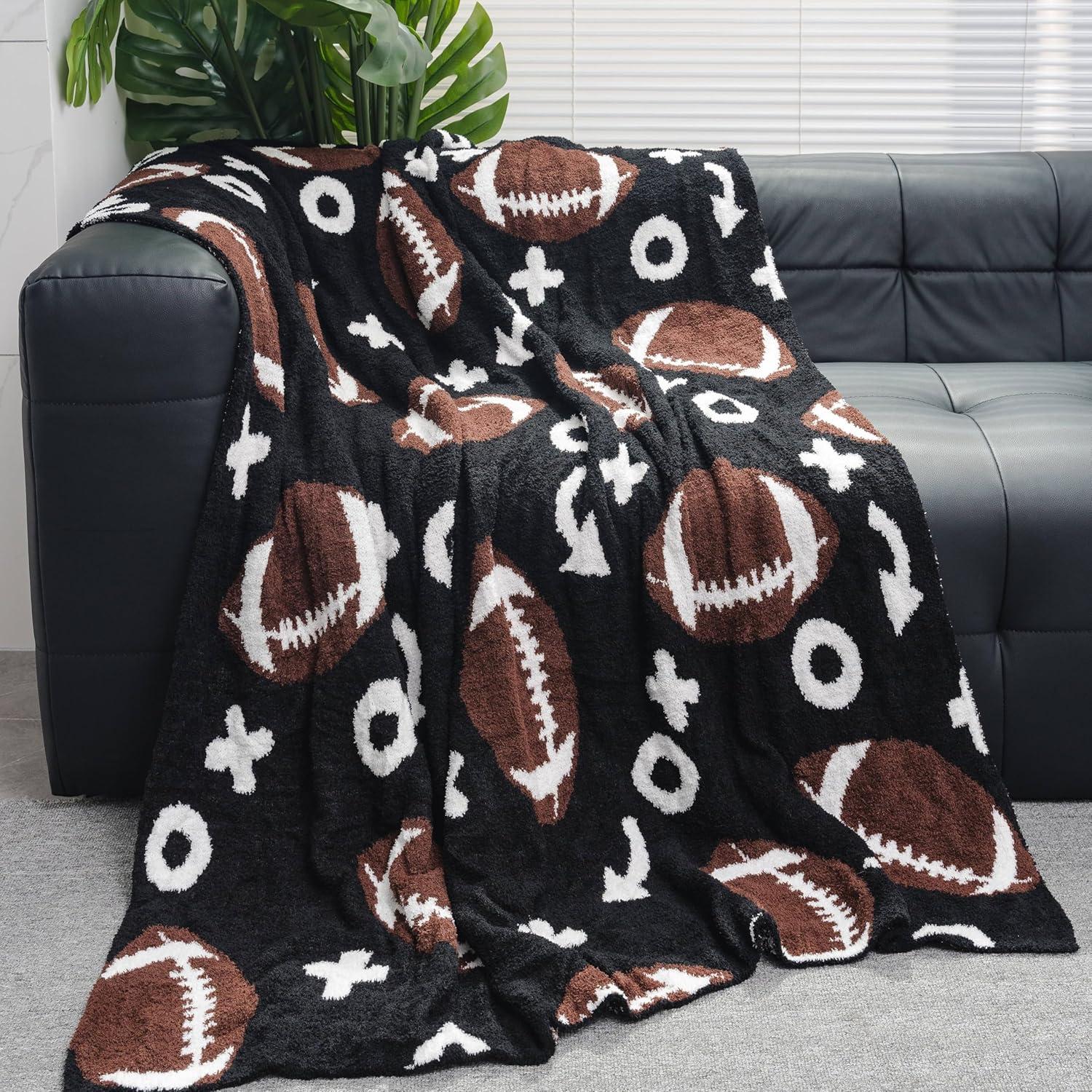 Manta de Fútbol Reversible XING7DAY 130x160 cm Negra Marrón