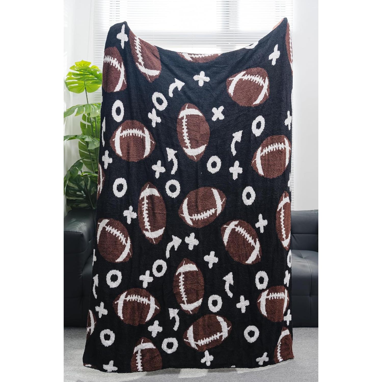 Manta de Fútbol Reversible XING7DAY 130x160 cm Negra Marrón